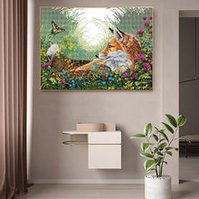 Load image into Gallery viewer, Fox and Flower Pattern DIY Cross Stitch Kit - AIMDIY
