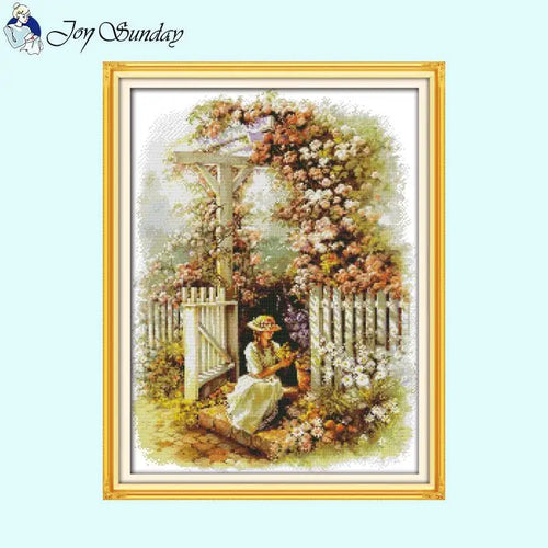 Garden Girl Joy Sunday Stamped Cross Stitch - AIMDIY