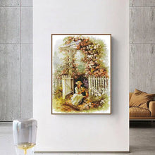 Load image into Gallery viewer, Garden Girl Joy Sunday Stamped Cross Stitch - AIMDIY
