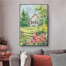 Load image into Gallery viewer, Garden Cottage Scenery Printed Joy Sunday Cross Stitch Kit - AIMDIY
