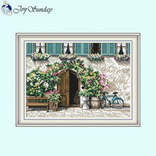 Load image into Gallery viewer, Gate Counrtyard Scenic Cross Stitch Kits - AIMDIY
