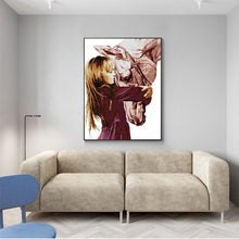 Load image into Gallery viewer, Girl and Horse Say Goodbye Cross Stitch Kits - AIMDIY
