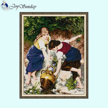 Load image into Gallery viewer, Girl Fetching Water - DIY Cross Stitch Kit Character Pattern - AIMDIY
