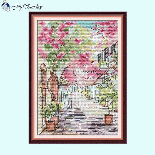 Greek Streets Scenery Pattern Cross Stitch - AIMDIY