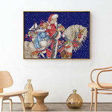 Load image into Gallery viewer, Horseback Riding Santa Claus and Child Cross Stitch Kits Joy Sunday - AIMDIY
