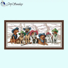 Load image into Gallery viewer, Houndstooth Family Joy Sunday Animal Cross Stitch - AIMDIY
