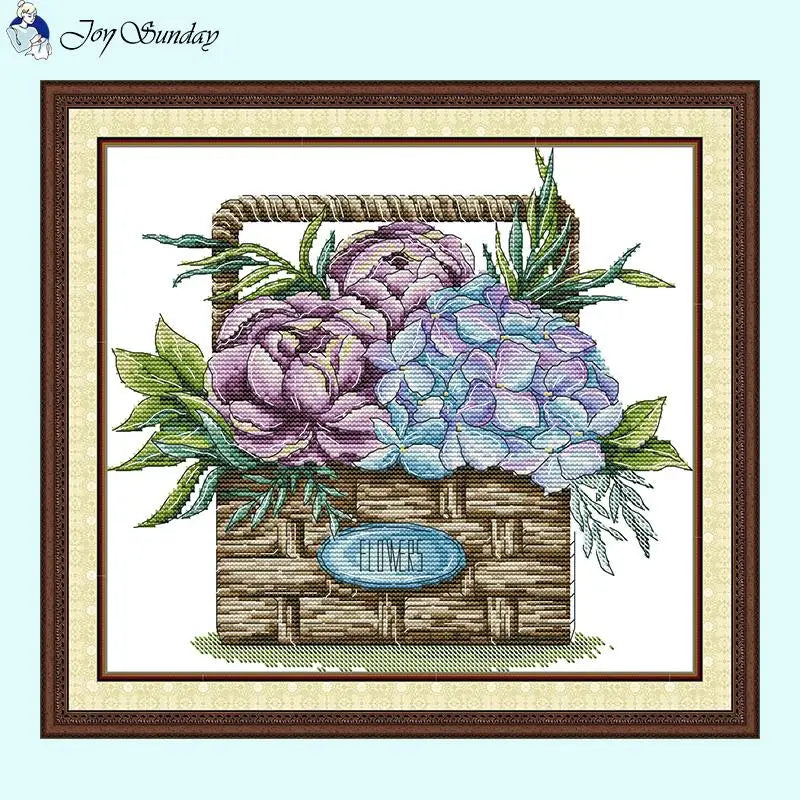 Hydrangea Basket - Joy Sunday Cross Stitch