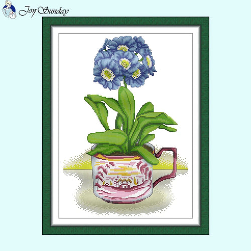 Hydrangea in a Mug of Joy -  Joy Sunday Cross Stitch - AIMDIY