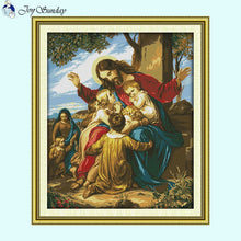 Load image into Gallery viewer, Jesus and the Children Counted Cross Stitch Patterns - AIMDIY
