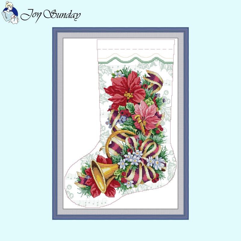 Joy sunday cartoon style Christmas stocking cross stitch patterns
