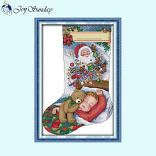 Load image into Gallery viewer, Joy Sunday Christmas Stocking Cross Stitch Kit - AIMDIY
