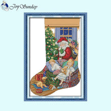 Load image into Gallery viewer, Joy Sunday Christmas Stocking Cross Stitch Kit - AIMDIY
