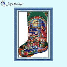 Load image into Gallery viewer, Joy Sunday Christmas Stocking Cross Stitch Kit - AIMDIY
