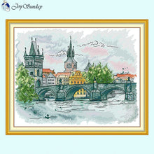 Load image into Gallery viewer, City Scenery Counted Printed Cross Stitch Kit - AIMDIY
