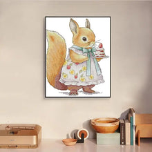 Load image into Gallery viewer, Squirrel &amp; Cake Pattern 14CT 11CT Embroidery Kit - AIMDIY
