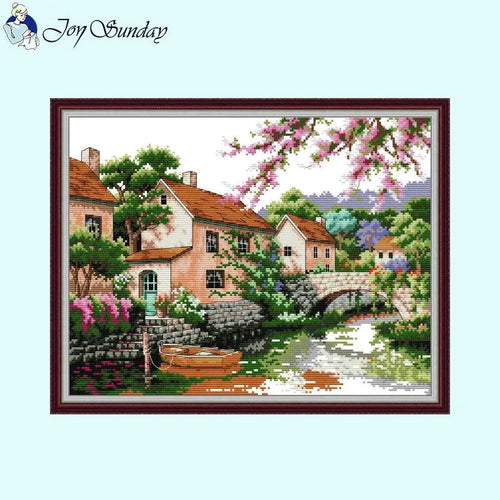 Joy Sunday Country Scene Cross Stitch - AIMDIY