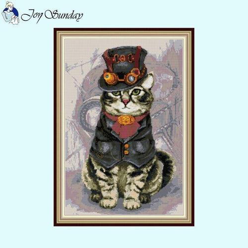 Joy Sunday Cross Stitch Mighty Cat Animal Pattern - AIMDIY