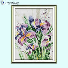 Load image into Gallery viewer, Iris Pattern Joy Sunday Floral Cross Stitch Kit - AIMDIY
