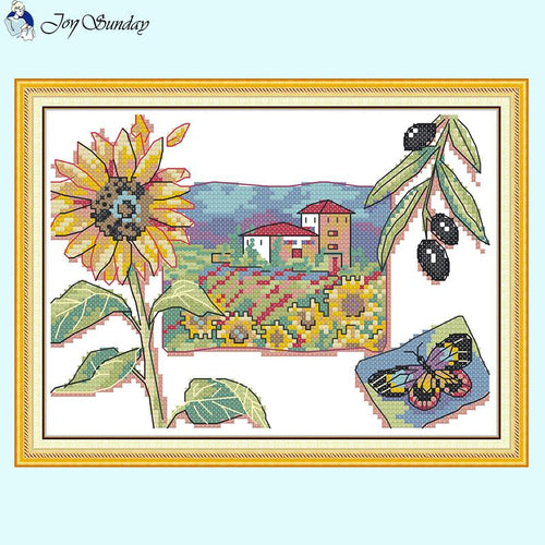 Floral Pattern Sunflower Cross Stitch Kit - AIMDIY