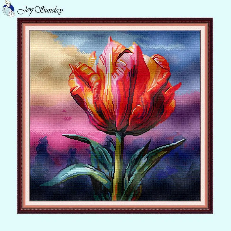 Joy Sunday Flower Cross Stitch Kit - Tulip Pattern - AIMDIY