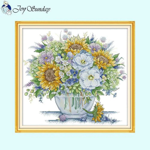 Flower Vase Cross Stitch DIY Fabric Crafts - AIMDIY