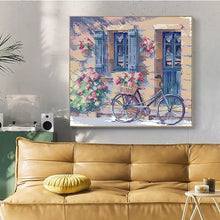 Load image into Gallery viewer, Flowers and Bicycles Landscape Patterns Cross Stitch Embroidery - AIMDIY
