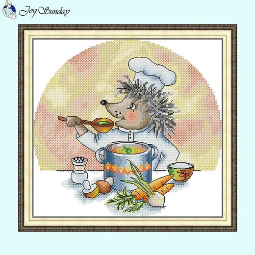 Cartoon Animal Pattern Hedgehog Chef - AIMDIY