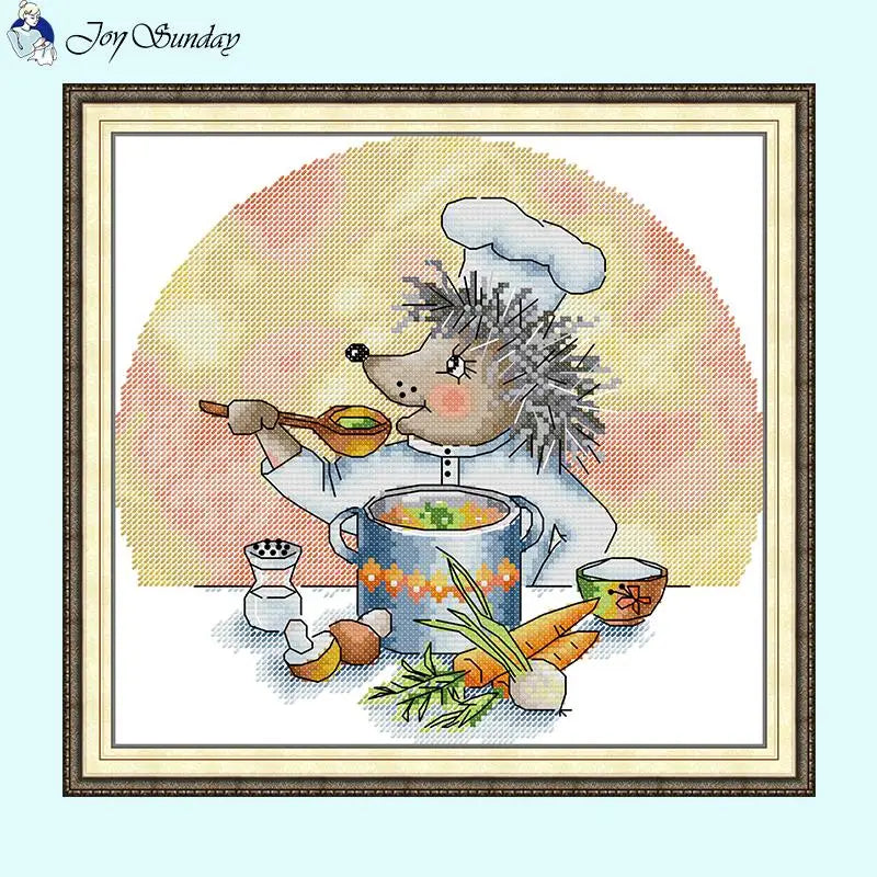 Cartoon Animal Pattern Hedgehog Chef - AIMDIY