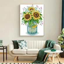 Load image into Gallery viewer, Joy Sunday Sunflower Vase Motif Cross Stitch Kit - AIMDIY
