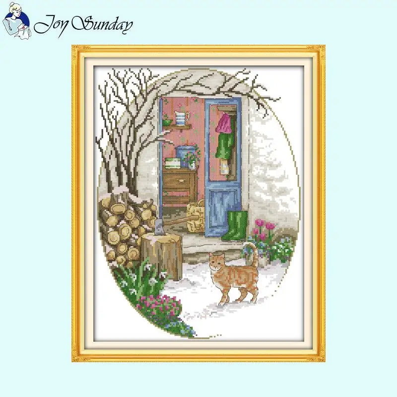 Kitten at the door Animal Cross Stitch Kit DIY Gifts - AIMDIY