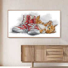 Load image into Gallery viewer, Kitten Playing With Shoelace Cross Stitch Kits Animal Patterns - AIMDIY
