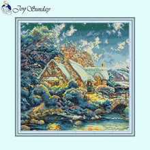 Load image into Gallery viewer, Lakes Under Snowy Mountains Landscape Pattern Cross Stitch Kits - AIMDIY
