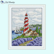 Load image into Gallery viewer, Lighthouse Cross Stitch and Lavender Scenic - AIMDIY
