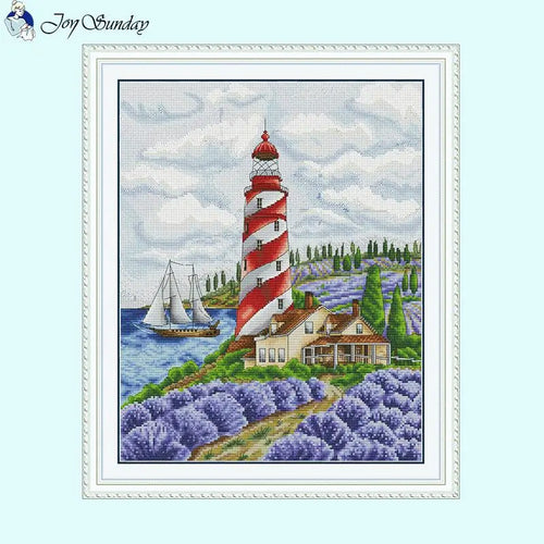 Lighthouse Cross Stitch and Lavender Scenic - AIMDIY