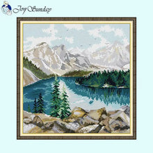 Load image into Gallery viewer, Mountain Cross Stitch Hut Landscape Pattern - AIMDIY
