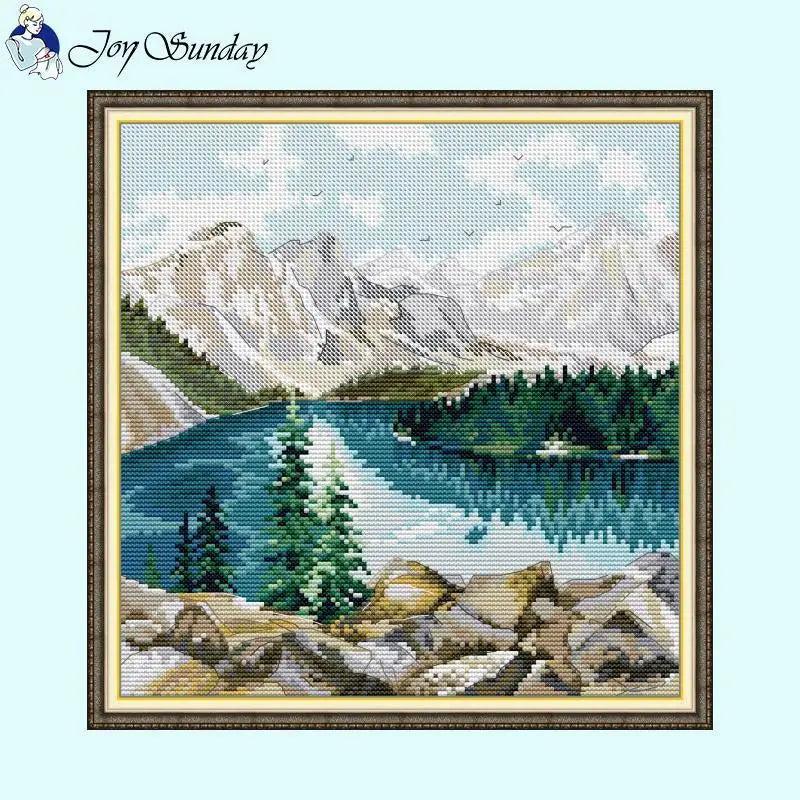 Mountain Cross Stitch Hut Landscape Pattern - AIMDIY