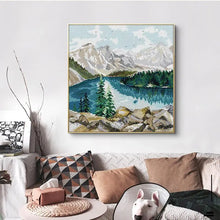 Load image into Gallery viewer, Mountain Cross Stitch Hut Landscape Pattern - AIMDIY
