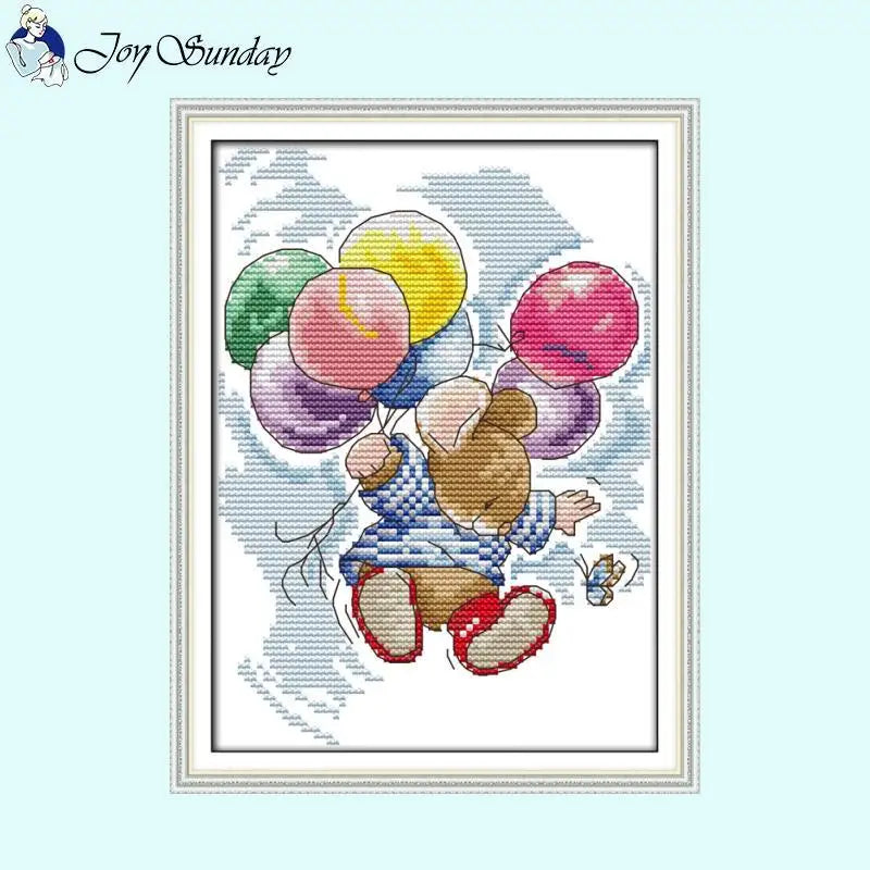 Mouse Fly to the Sky Cartoon Pattern Cross Stitch Kit - AIMDIY