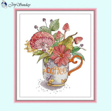 Load image into Gallery viewer, Mushroom Coffee Cup Pattern Cross Stitch Kit 14CT Counted - AIMDIY
