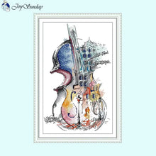 Load image into Gallery viewer, Music City Romantic Cello Joy Sunday Cross Stitch - AIMDIY
