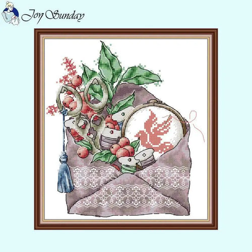 Needle and Thread Bag Still Life Printed Cross Stitch Kit - AIMDIY