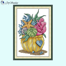 Load image into Gallery viewer, Ocean Flower Floral Pattern Stamped Cross Stitch Kits - AIMDIY
