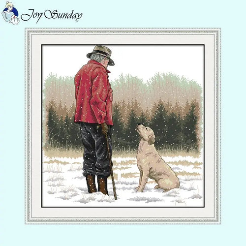 Old Man and Dog Cross Stitch - AIMDIY