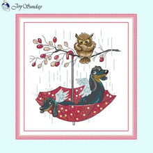 Load image into Gallery viewer, Owl and Angel Dog DIY Animal Pattern Joy Sunday Cross Stitch - AIMDIY
