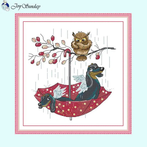 Owl and Angel Dog DIY Animal Pattern Joy Sunday Cross Stitch - AIMDIY