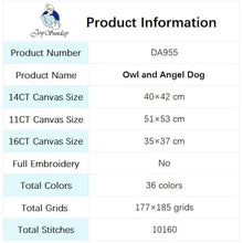 Load image into Gallery viewer, Owl and Angel Dog DIY Animal Pattern Joy Sunday Cross Stitch - AIMDIY
