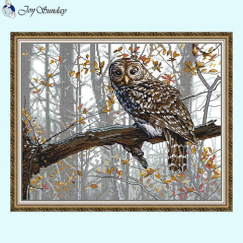 Owl in Tree Animal Cross Stitch - AIMDIY