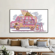 Load image into Gallery viewer, Pink Ice Cream Truck Counted Cross Stitch Kits - AIMDIY
