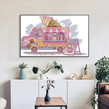 Load image into Gallery viewer, Pink Ice Cream Truck Counted Cross Stitch Kits - AIMDIY
