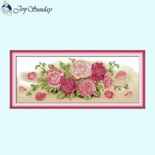 Load image into Gallery viewer, Pink Roses Flower Pattern Cross Stitch Embroidery - AIMDIY
